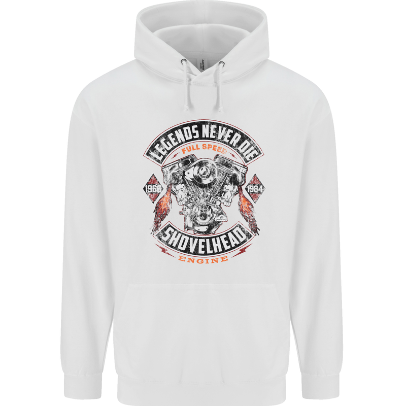 Legends Never Die Biker Motorbike Mens 80% Cotton Hoodie White