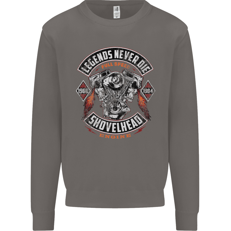 Legends Never Die Biker Motorbike Mens Sweatshirt Jumper Charcoal