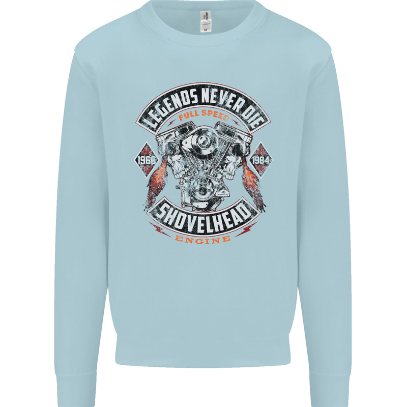 Legends Never Die Biker Motorbike Mens Sweatshirt Jumper Light Blue