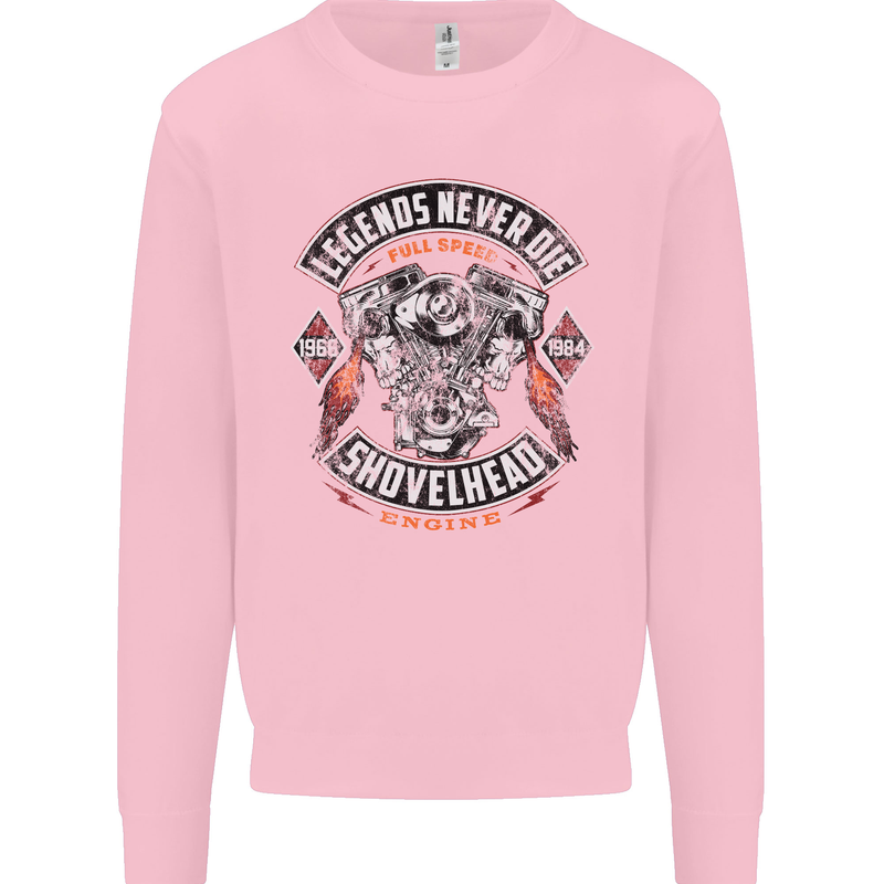 Legends Never Die Biker Motorbike Mens Sweatshirt Jumper Light Pink