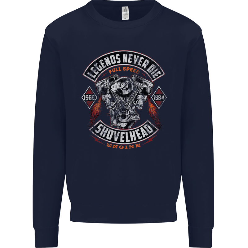 Legends Never Die Biker Motorbike Mens Sweatshirt Jumper Navy Blue