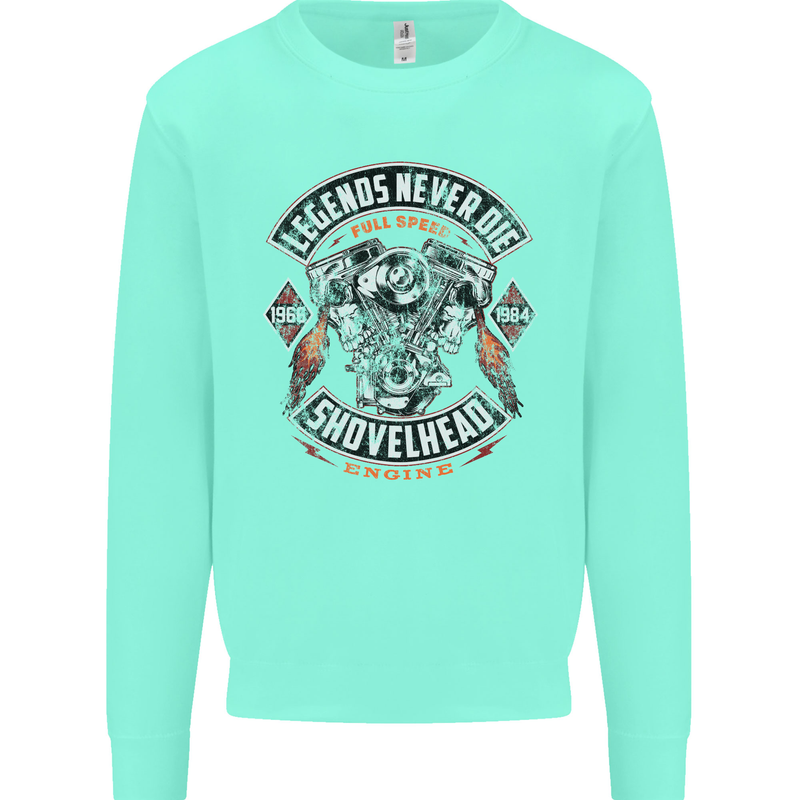 Legends Never Die Biker Motorbike Mens Sweatshirt Jumper Peppermint