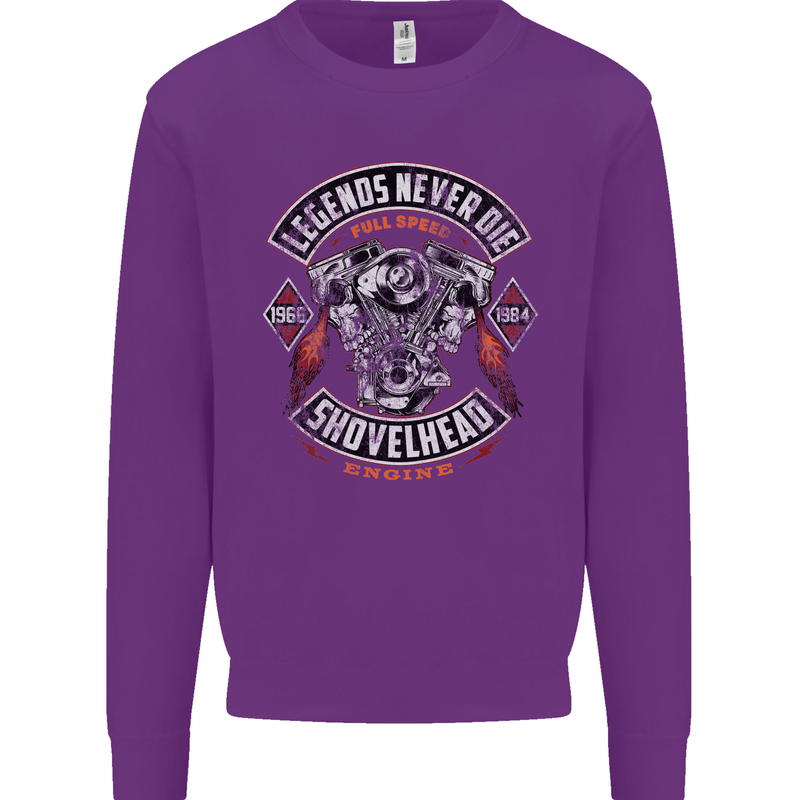 Legends Never Die Biker Motorbike Mens Sweatshirt Jumper Purple