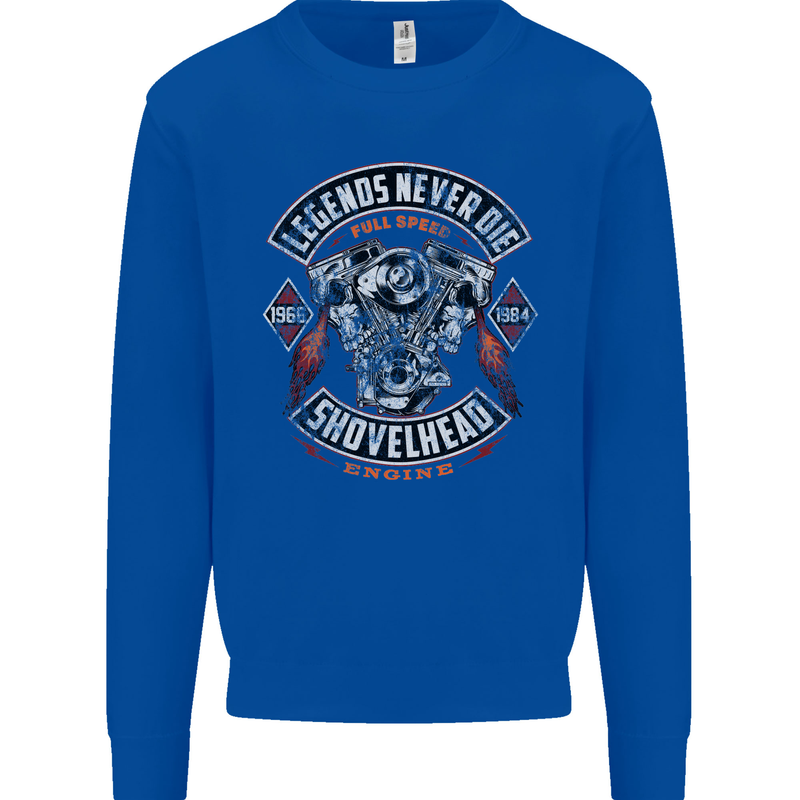 Legends Never Die Biker Motorbike Mens Sweatshirt Jumper Royal Blue