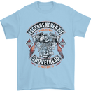 Legends Never Die Biker Motorbike Mens T-Shirt Cotton Gildan Light Blue