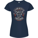 Legends Never Die Biker Motorbike Womens Petite Cut T-Shirt Navy Blue