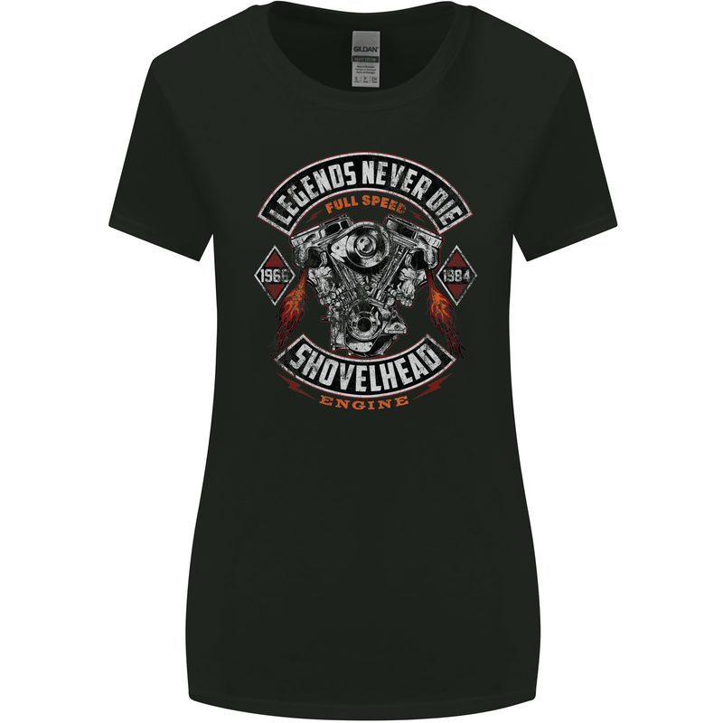 Legends Never Die Biker Motorbike Womens Wider Cut T-Shirt Black