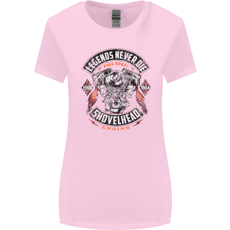 Legends Never Die Biker Motorbike Womens Wider Cut T-Shirt Light Pink