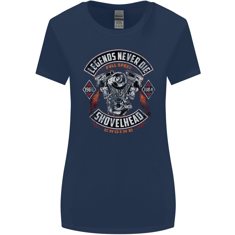 Legends Never Die Biker Motorbike Womens Wider Cut T-Shirt Navy Blue