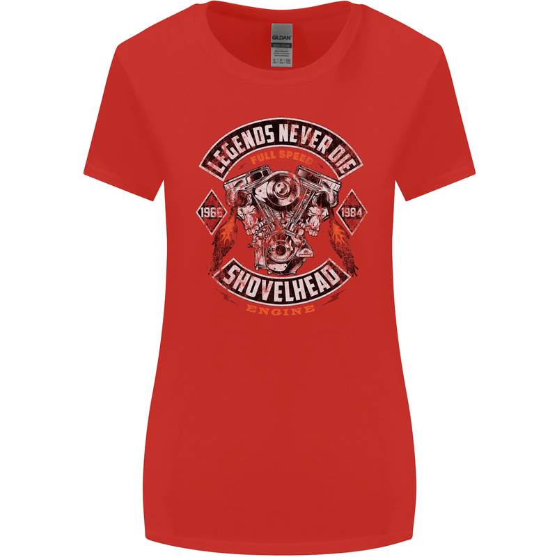Legends Never Die Biker Motorbike Womens Wider Cut T-Shirt Red