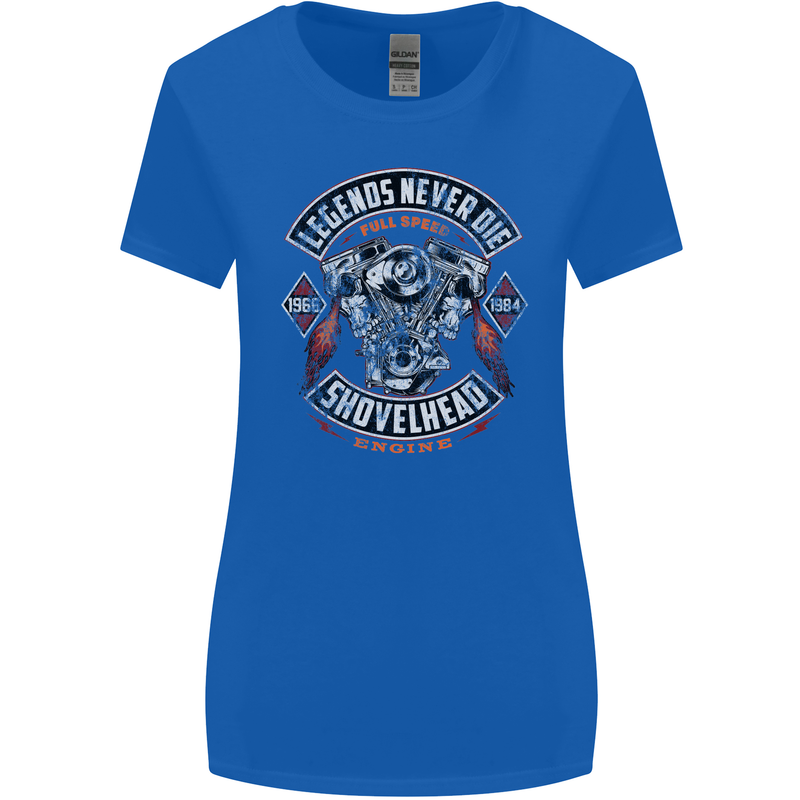 Legends Never Die Biker Motorbike Womens Wider Cut T-Shirt Royal Blue