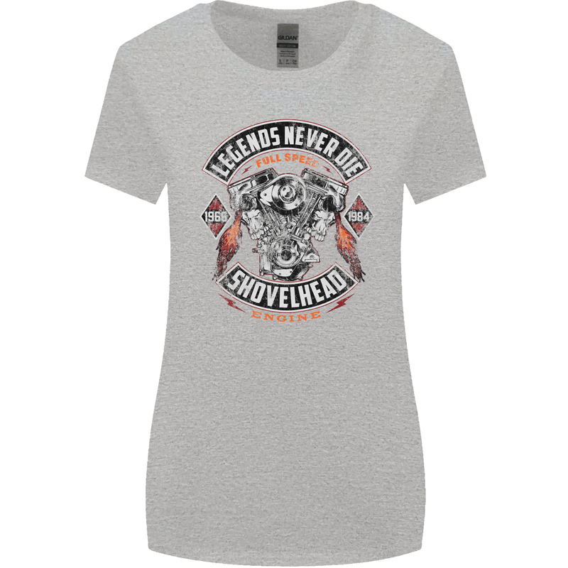 Legends Never Die Biker Motorbike Womens Wider Cut T-Shirt Sports Grey
