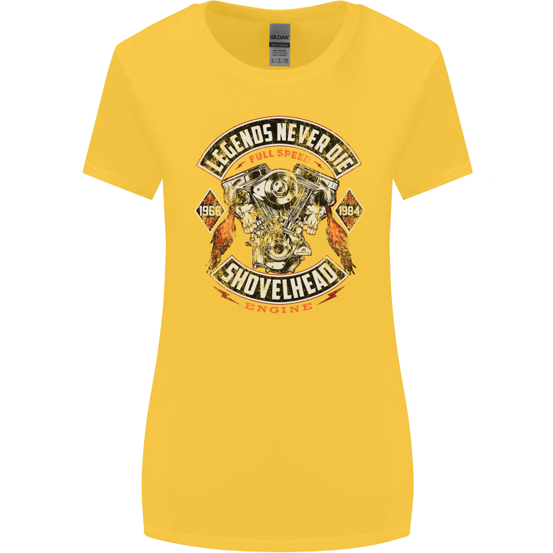 Legends Never Die Biker Motorbike Womens Wider Cut T-Shirt Yellow