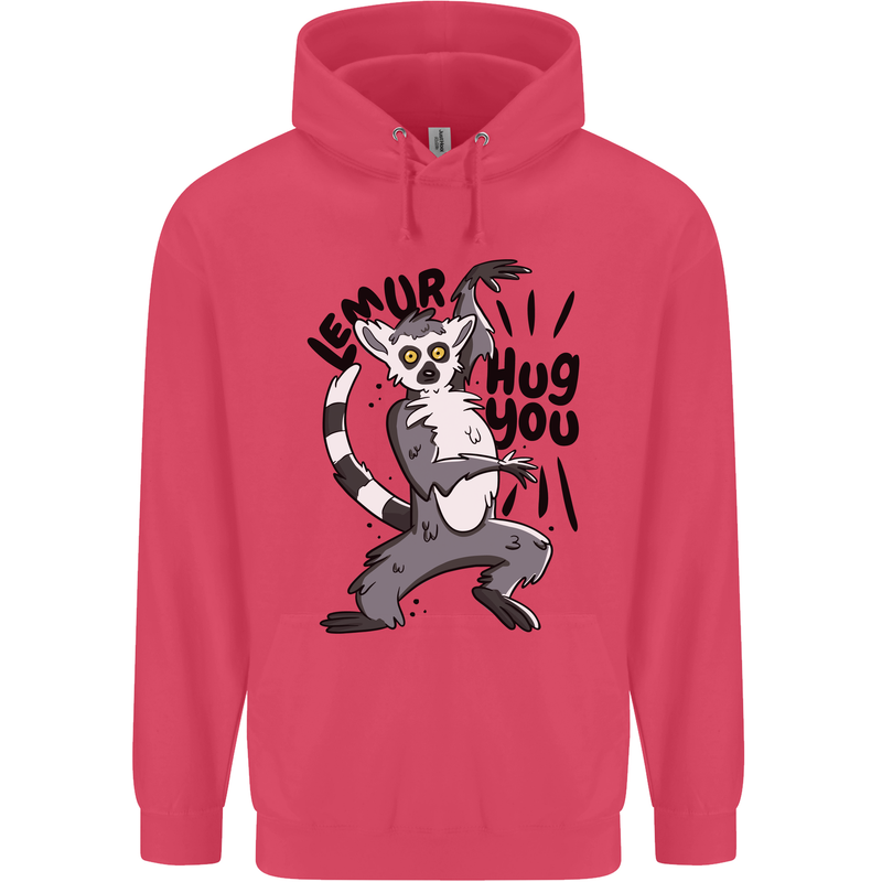 Lemur Hug You Childrens Kids Hoodie Heliconia
