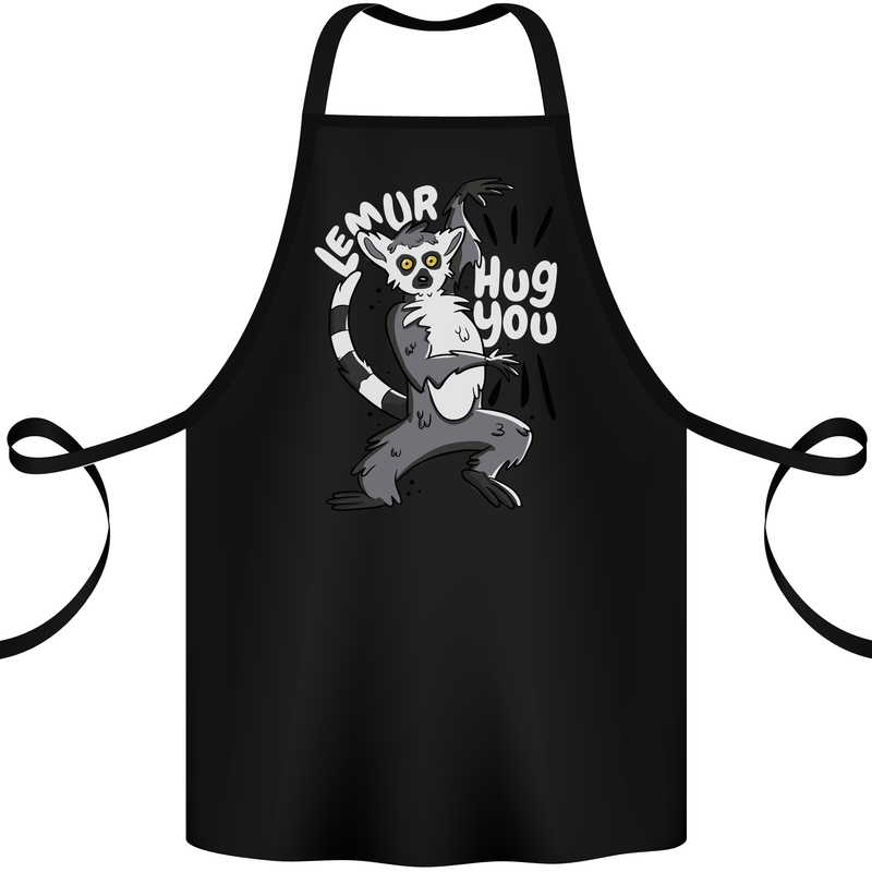 Lemur Hug You Funny Cotton Apron 100% Organic Black