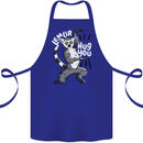 Lemur Hug You Funny Cotton Apron 100% Organic Royal Blue