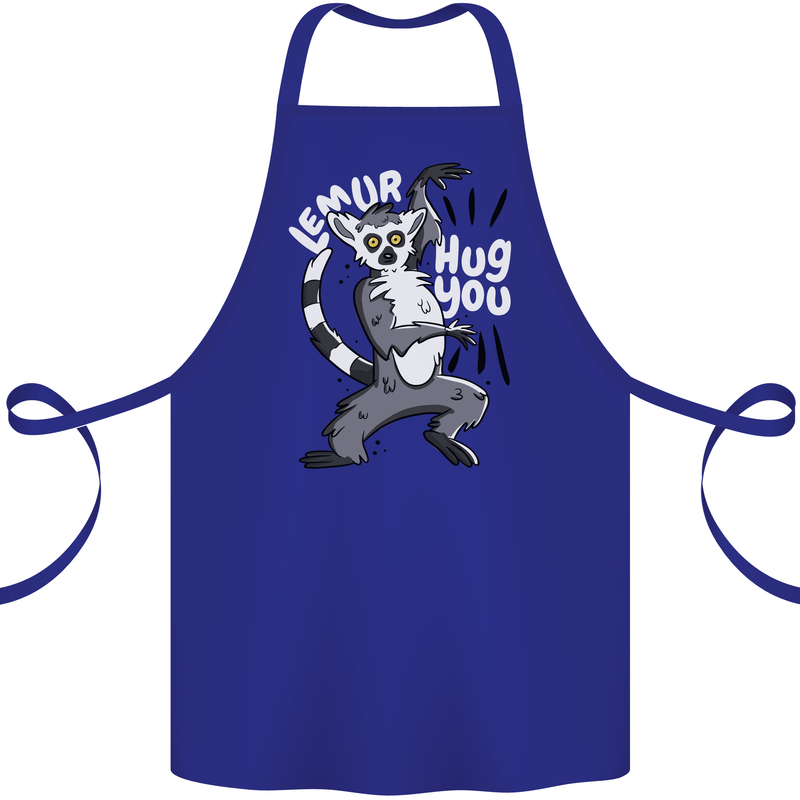 Lemur Hug You Funny Cotton Apron 100% Organic Royal Blue
