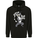 Lemur Hug You Funny Mens 80% Cotton Hoodie Black