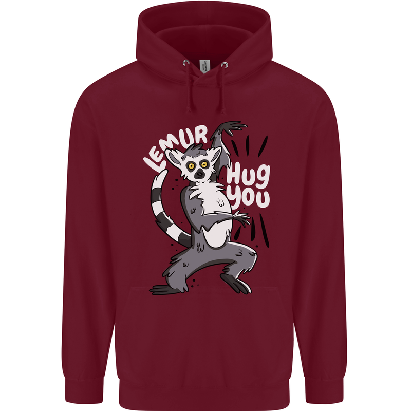 Lemur Hug You Funny Mens 80% Cotton Hoodie Maroon