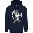 Lemur Hug You Funny Mens 80% Cotton Hoodie Navy Blue