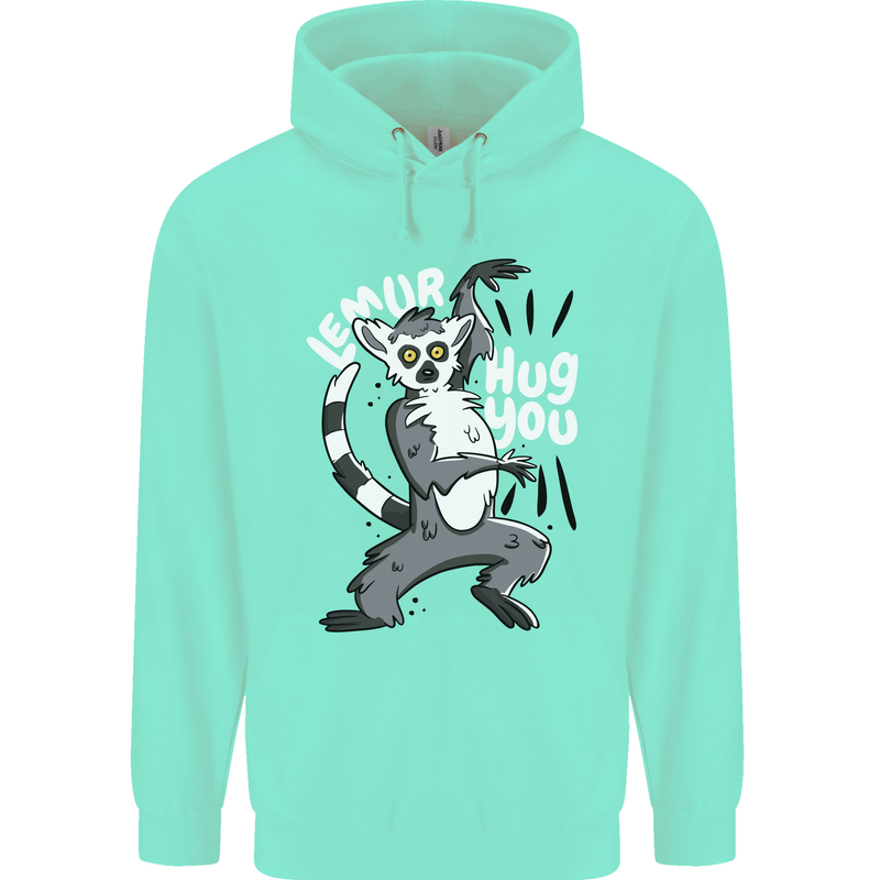 Lemur Hug You Funny Mens 80% Cotton Hoodie Peppermint