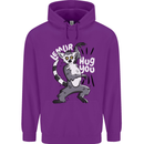 Lemur Hug You Funny Mens 80% Cotton Hoodie Purple