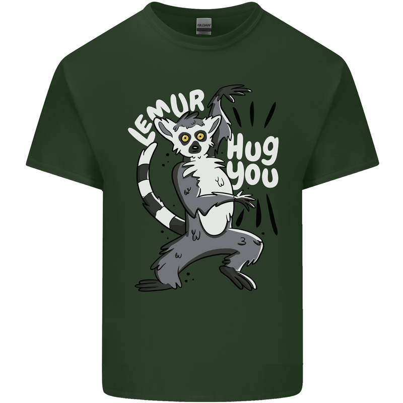 Lemur Hug You Funny Mens Cotton T-Shirt Tee Top Forest Green