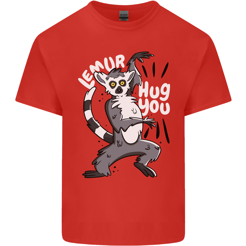 Lemur Hug You Funny Mens Cotton T-Shirt Tee Top Red