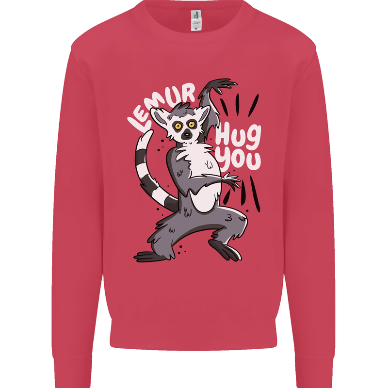 Lemur Hug You Funny Mens Sweatshirt Jumper Heliconia