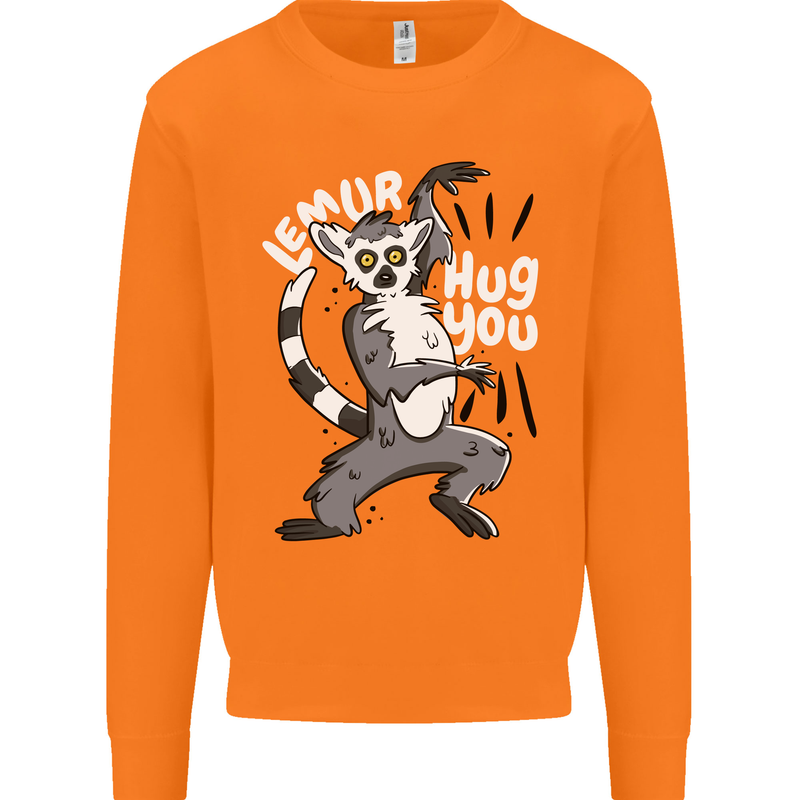 Lemur Hug You Funny Mens Sweatshirt Jumper Orange