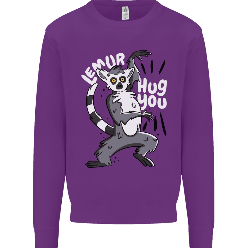 Lemur Hug You Funny Mens Sweatshirt Jumper Purple