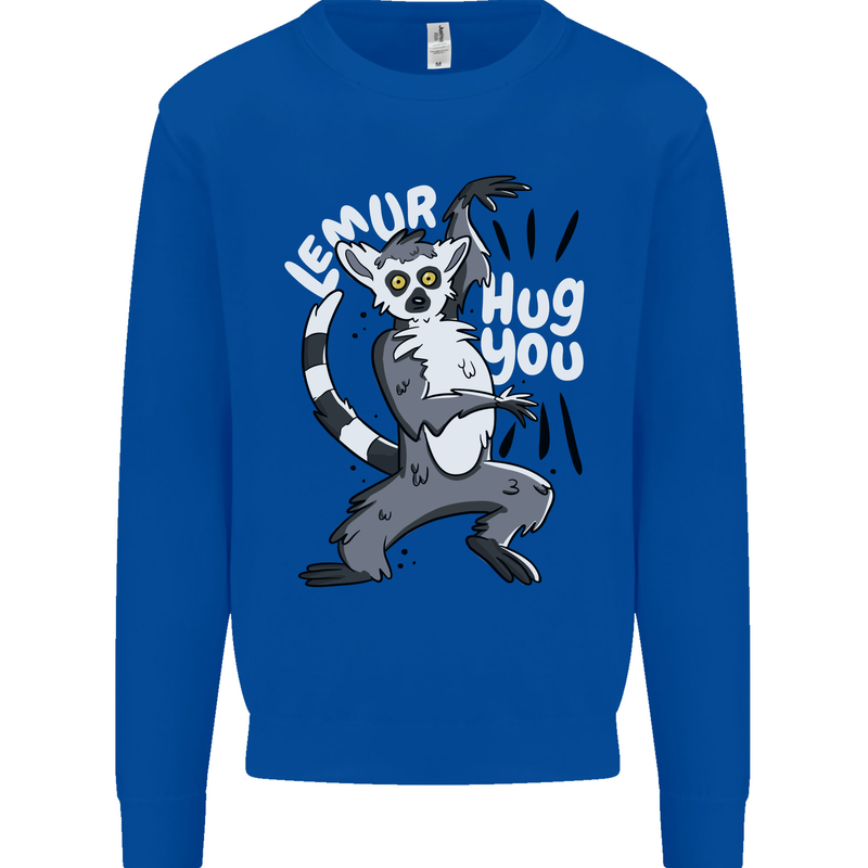 Lemur Hug You Funny Mens Sweatshirt Jumper Royal Blue