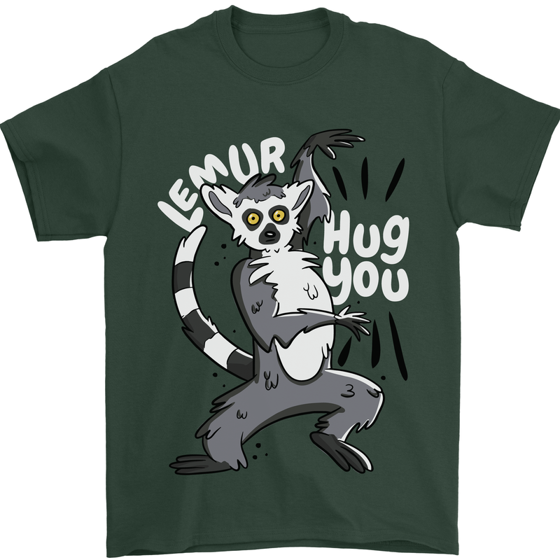 Lemur Hug You Funny Mens T-Shirt 100% Cotton Forest Green