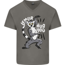 Lemur Hug You Funny Mens V-Neck Cotton T-Shirt Charcoal