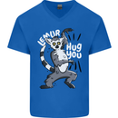 Lemur Hug You Funny Mens V-Neck Cotton T-Shirt Royal Blue