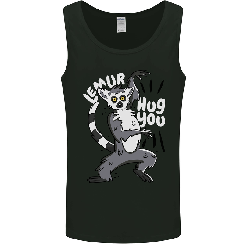 Lemur Hug You Funny Mens Vest Tank Top Black