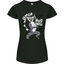 Lemur Hug You Funny Womens Petite Cut T-Shirt Black