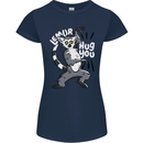Lemur Hug You Funny Womens Petite Cut T-Shirt Navy Blue