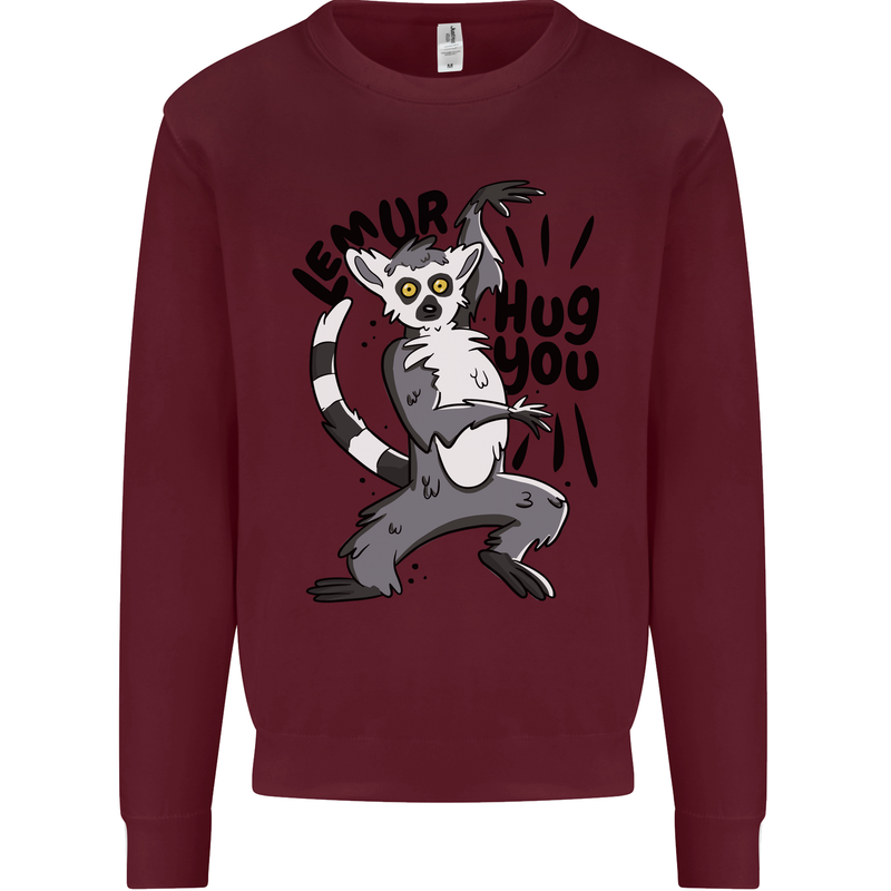 Lemur Hug You Kids Sweatshirt Jumper Maroon