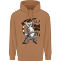 Lemur Hug You Mens 80% Cotton Hoodie Caramel Latte