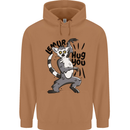 Lemur Hug You Mens 80% Cotton Hoodie Caramel Latte