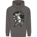 Lemur Hug You Mens 80% Cotton Hoodie Charcoal