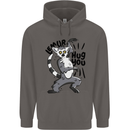 Lemur Hug You Mens 80% Cotton Hoodie Charcoal