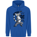 Lemur Hug You Mens 80% Cotton Hoodie Royal Blue