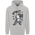 Lemur Hug You Mens 80% Cotton Hoodie Sports Grey