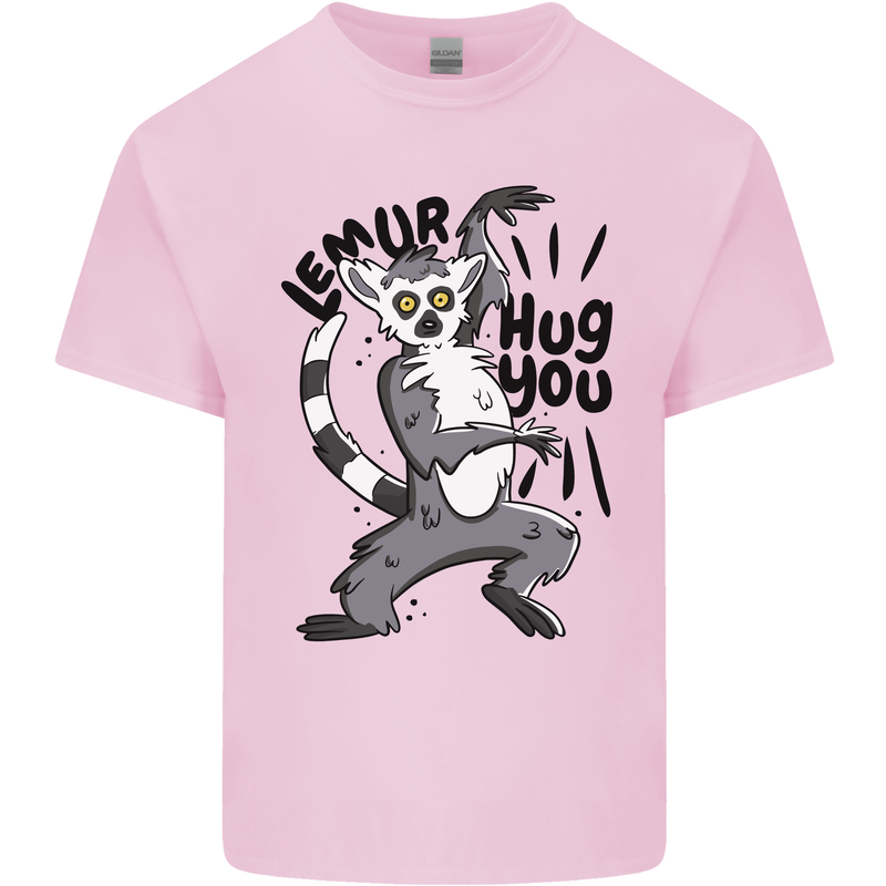 Lemur Hug You Mens Cotton T-Shirt Tee Top Light Pink
