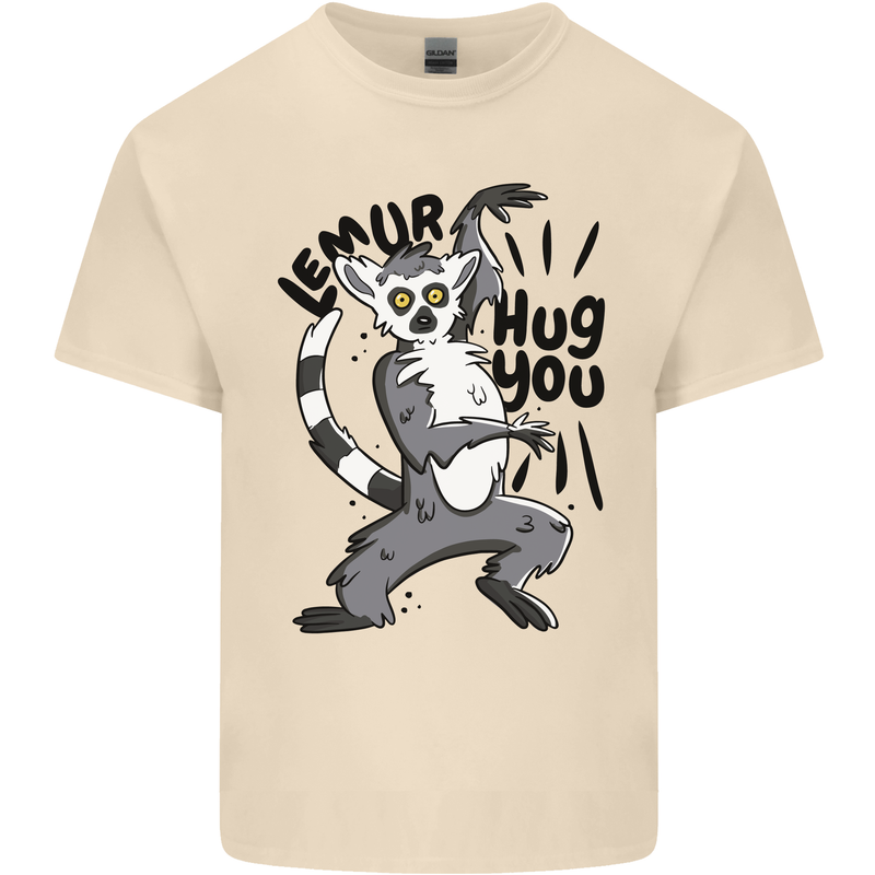 Lemur Hug You Mens Cotton T-Shirt Tee Top Natural