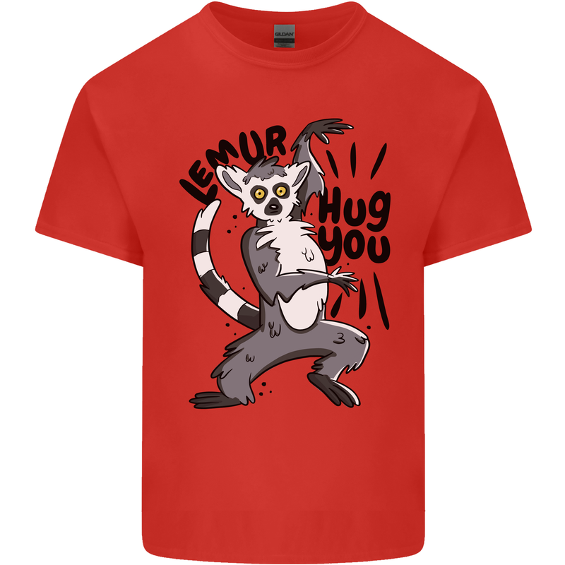 Lemur Hug You Mens Cotton T-Shirt Tee Top Red