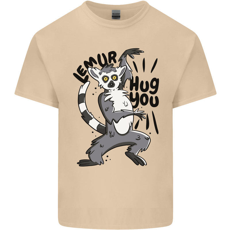 Lemur Hug You Mens Cotton T-Shirt Tee Top Sand