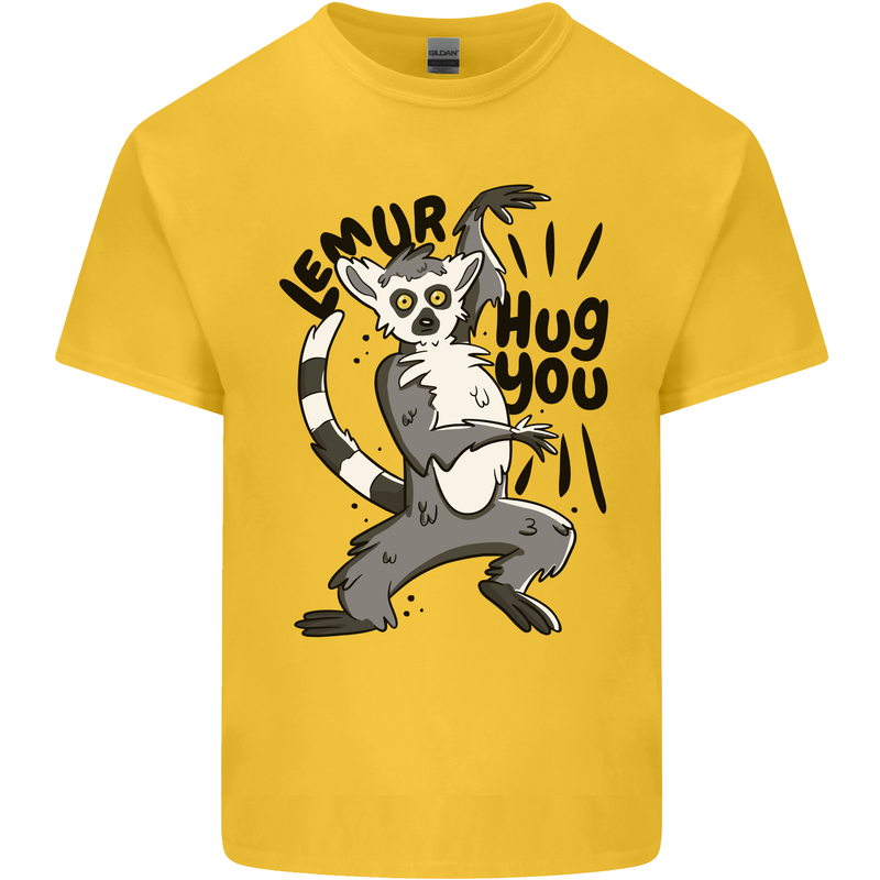 Lemur Hug You Mens Cotton T-Shirt Tee Top Yellow